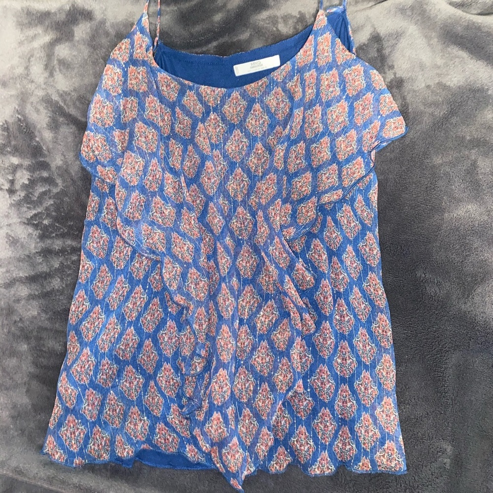 Mango flowy top with bohemian pattern